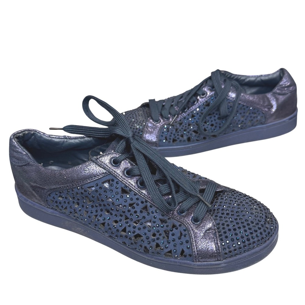 Lady Couture Paris Sneakers 9 EU 40 Blue Cut Out Rhinestone Sparkle Low Top Shoe